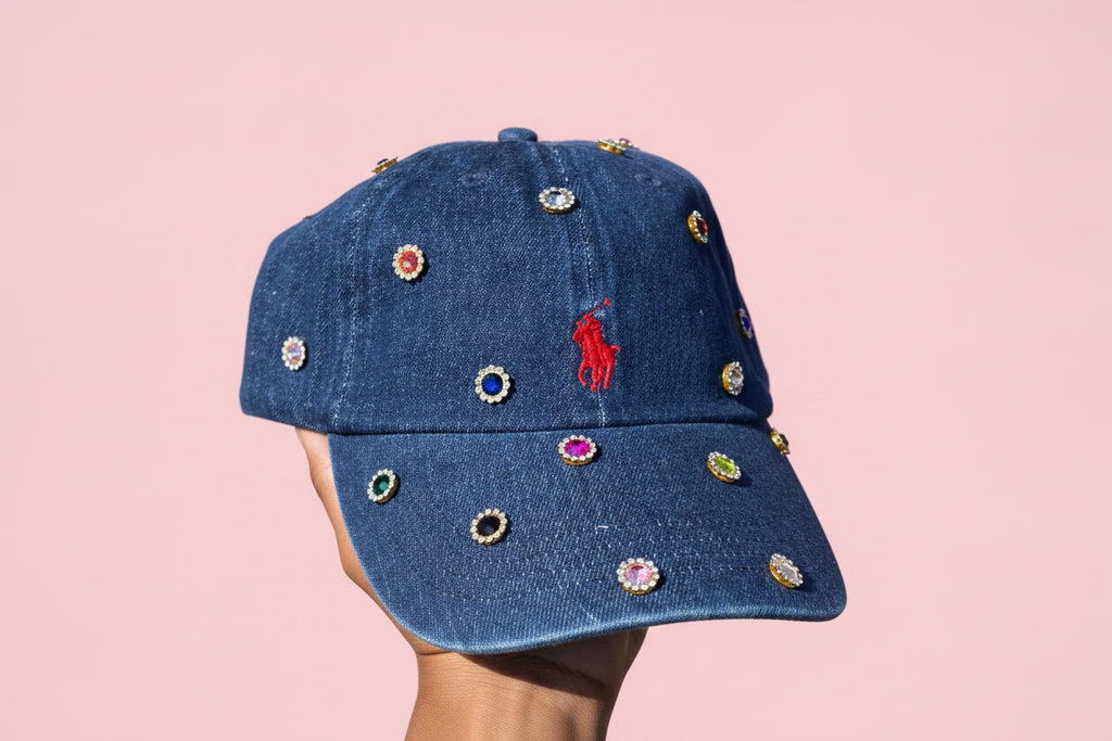 Basic Baddie Bling Denim Polo Hat
