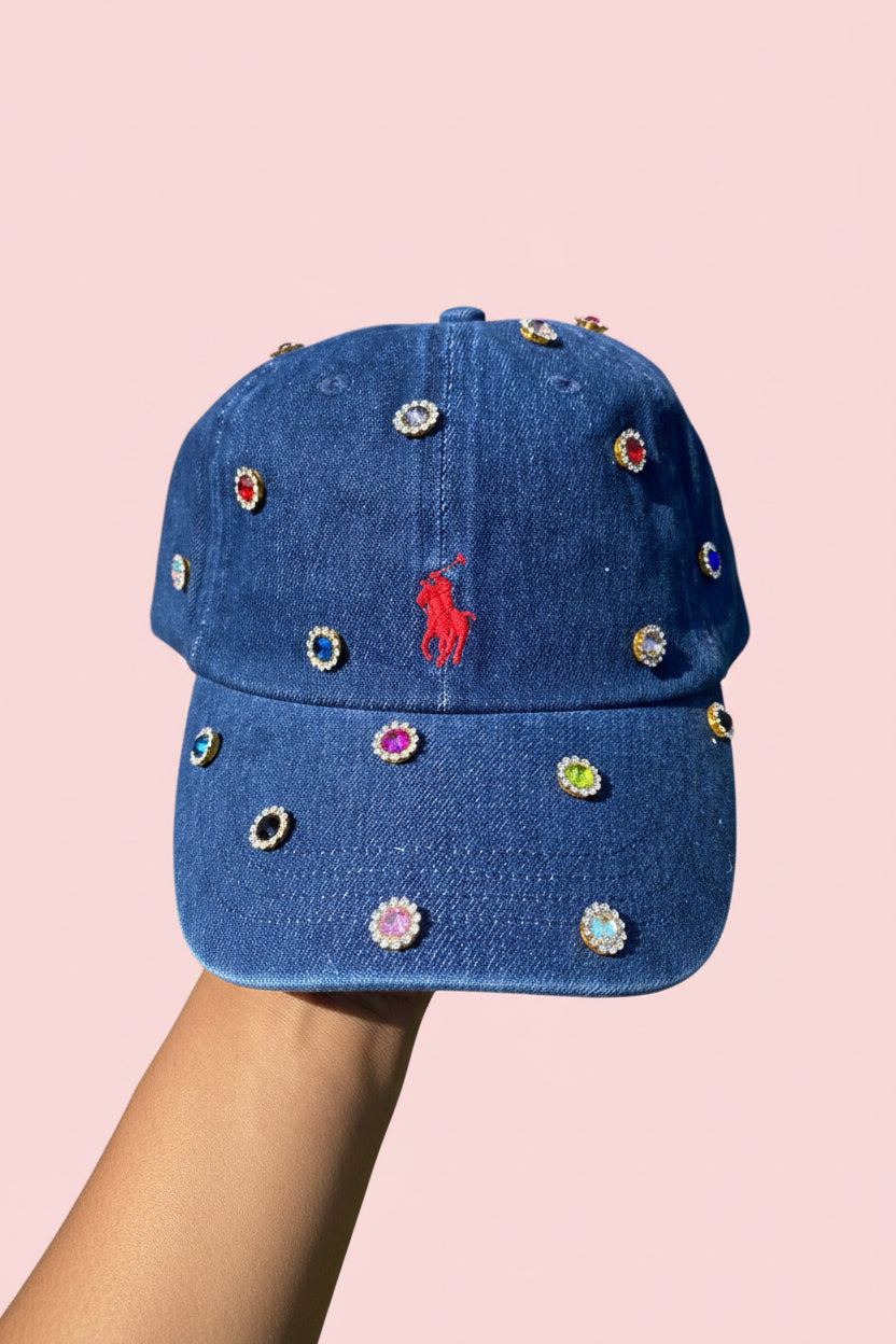 Basic Baddie Bling Denim Polo Hat